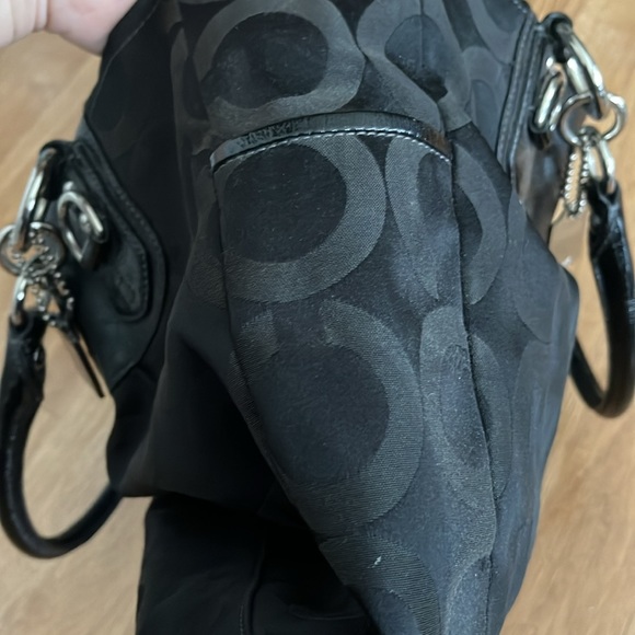 Coach Purse Madison Julianne Black Leather & Canvas Tote - Picture 7 of 9